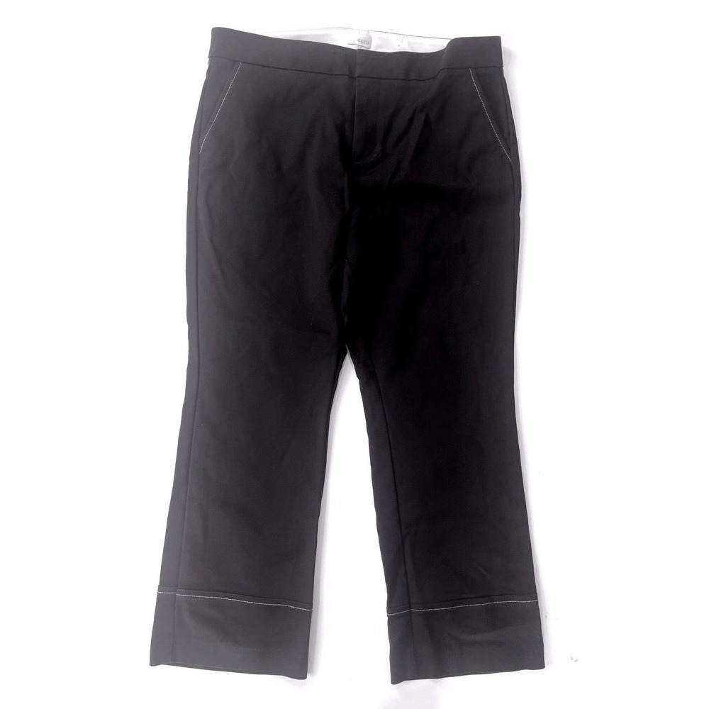 Ecru Black Cropped Dress Pants White Contrast Stitching Sz 10 Dress Trousers Lux